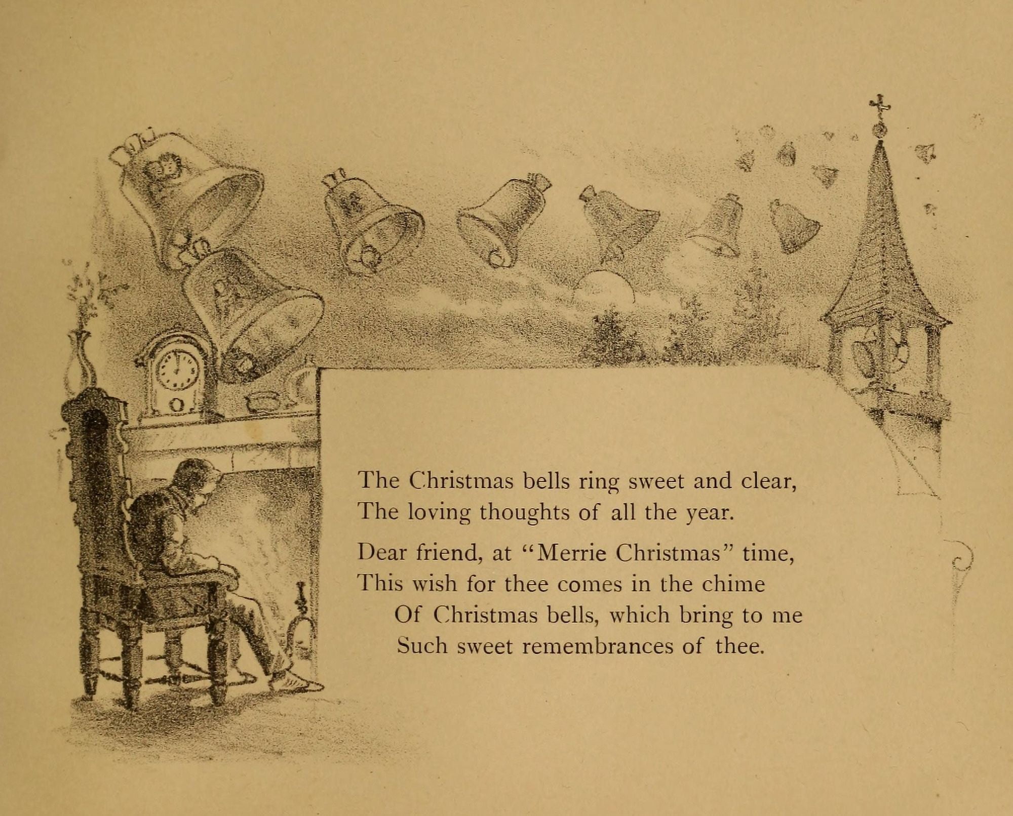 A Holiday Souvenir 1883 The Christmas Bells Canvas Art - James T White (24 x 36)