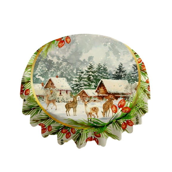 A Holiday Tablecloth Made From Durable Polyester For Christmas Parties And Everyday Use With Wrinkle-Resistant Feature