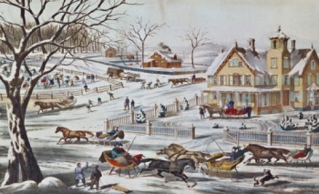 A Home in the Country - C 1850 Artist Unknown Lithograph Canvas Art - (24 x 36)