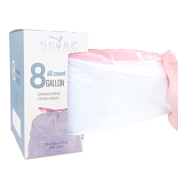 A*Homeist Odor Control 8-Gallon Drawstring Kitchen Household Trash Bags, 60 Bags