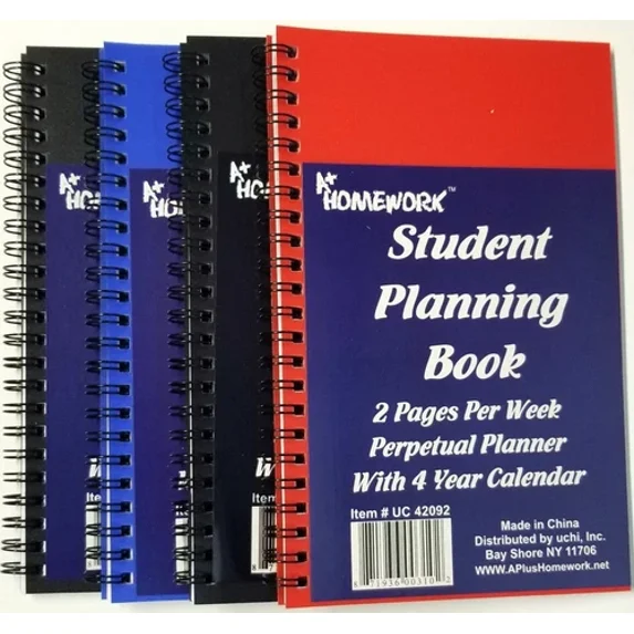 A+ Homework Student Planning Book - 5 In X 8 In - Colors May Vary