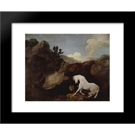 A Horse Frightened by a Lion 20x24 Framed Art Print by George Stubbs