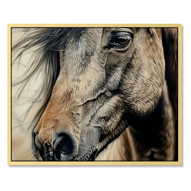 A Horse Seen from the Side Drawn on Paper Original Design Canvas Wall