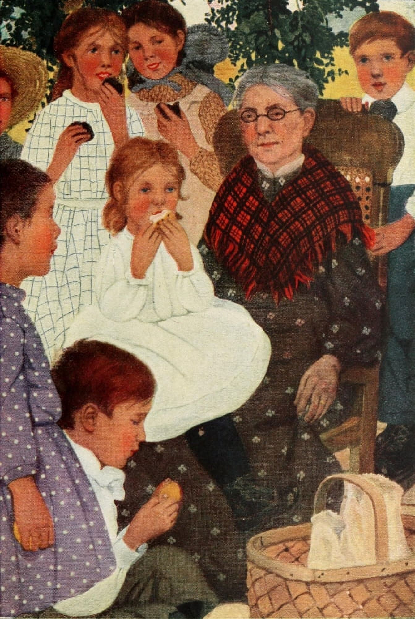A Host of Children 1920 Granny & gingerbread Canvas Art - Ethel Franklin Betts (18 x 24)
