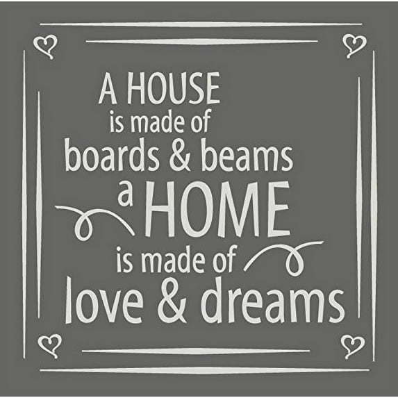 A House Home Made with Love & Dreams Modern Wall Art Decals Vinyl Sticker, 12 x 12 , Warm Gray