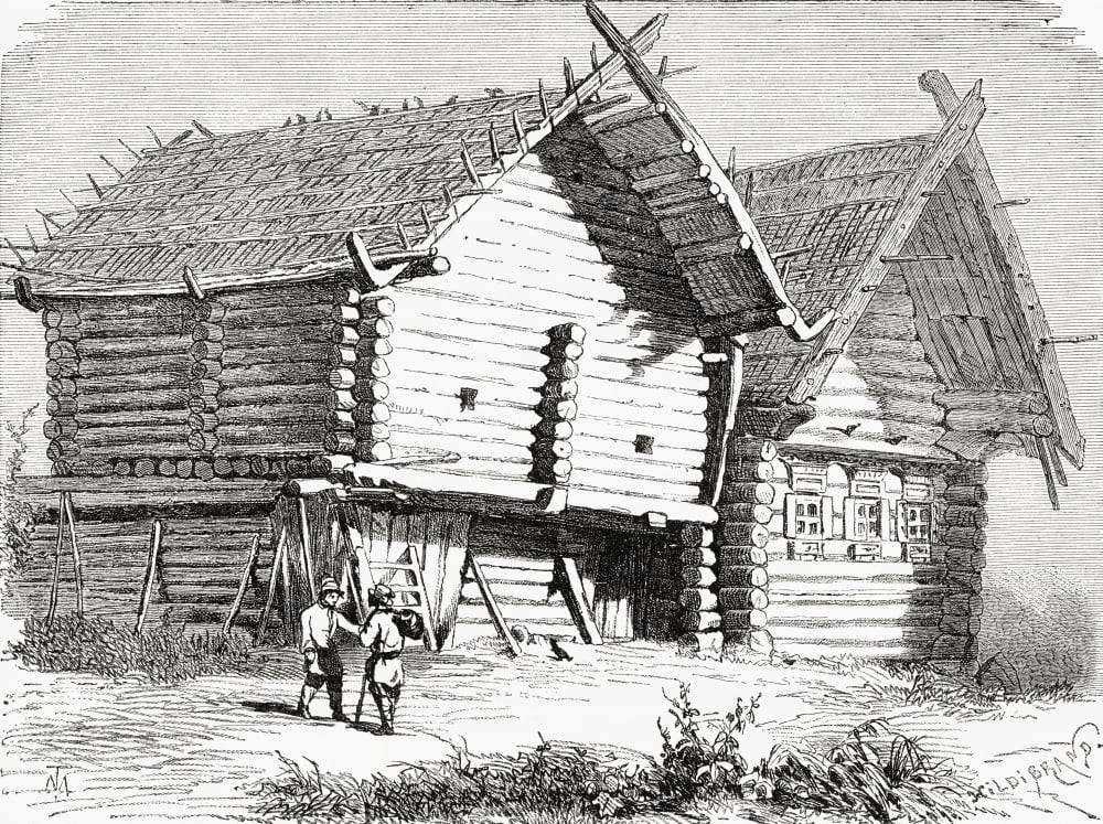 A House In Northern Russia In The 19Th Century From El Mundo En La Mano Published 1878 Canvas Art - Ken Welsh Design Pics (34 x 24)