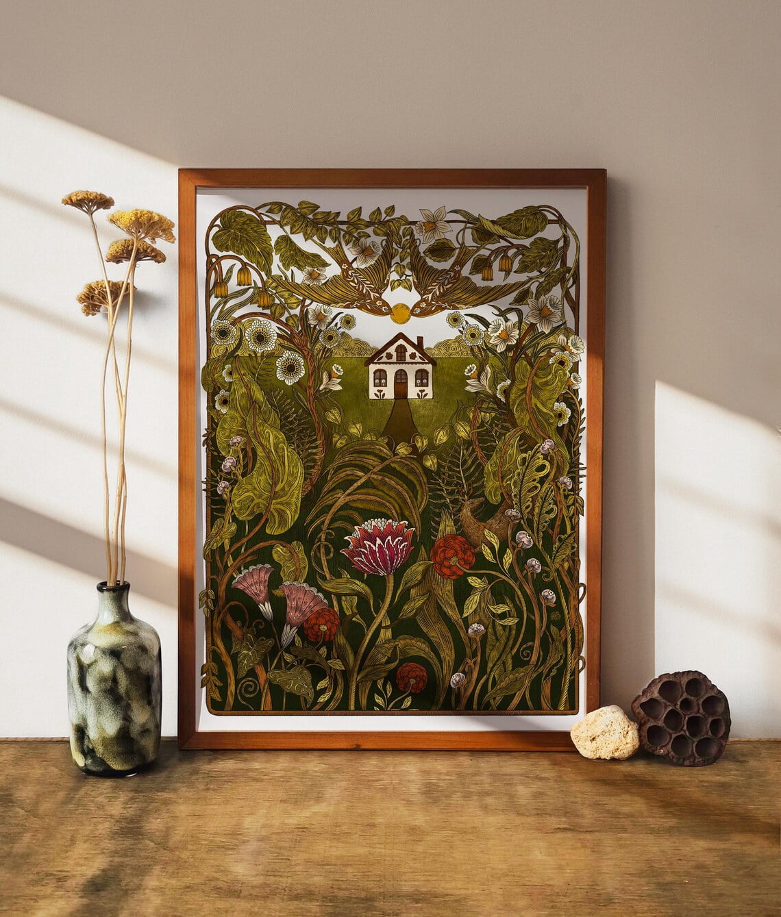 A House In The Forest Art Print, Forest Folk Illustration, Unframed ...