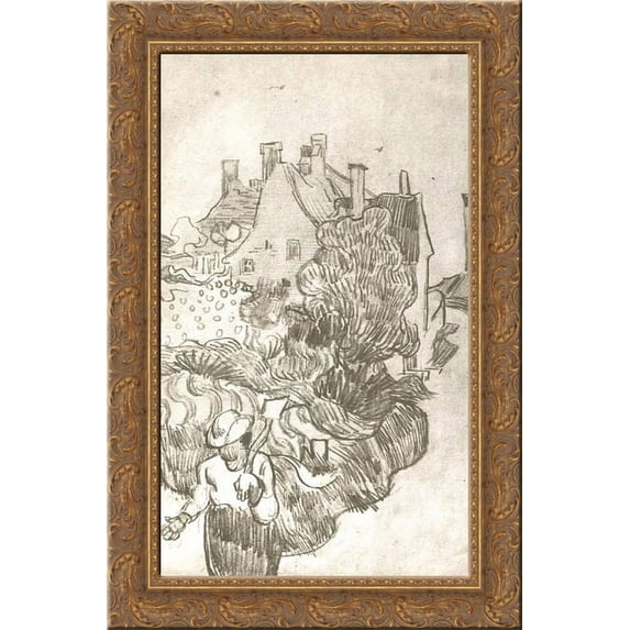 A House at Auvers 24x16 Gold Ornate Wood Framed Canvas Art by Vincent van Gogh