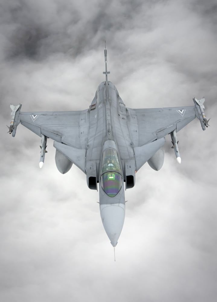 A Hungarian Air Force JAS-39 Gripen over Lithuania Canvas Art - Giovanni CollaStocktrek Images (12 x 17)