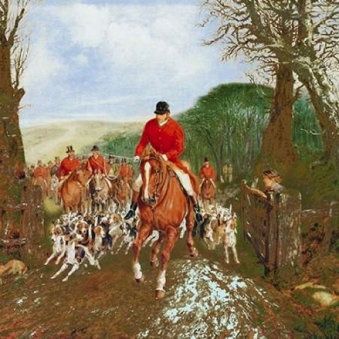 A Hunt Going Through A Gate Canvas Art - Henry Jr Alken (24 x 24)