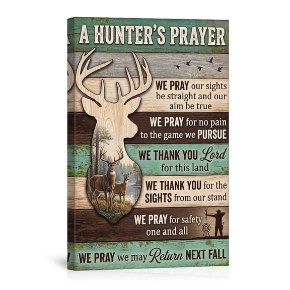 A Hunter S Prayer Deer Christian Hunting Cabin Rustic For Bedroom Living Room Man Cave Canvas