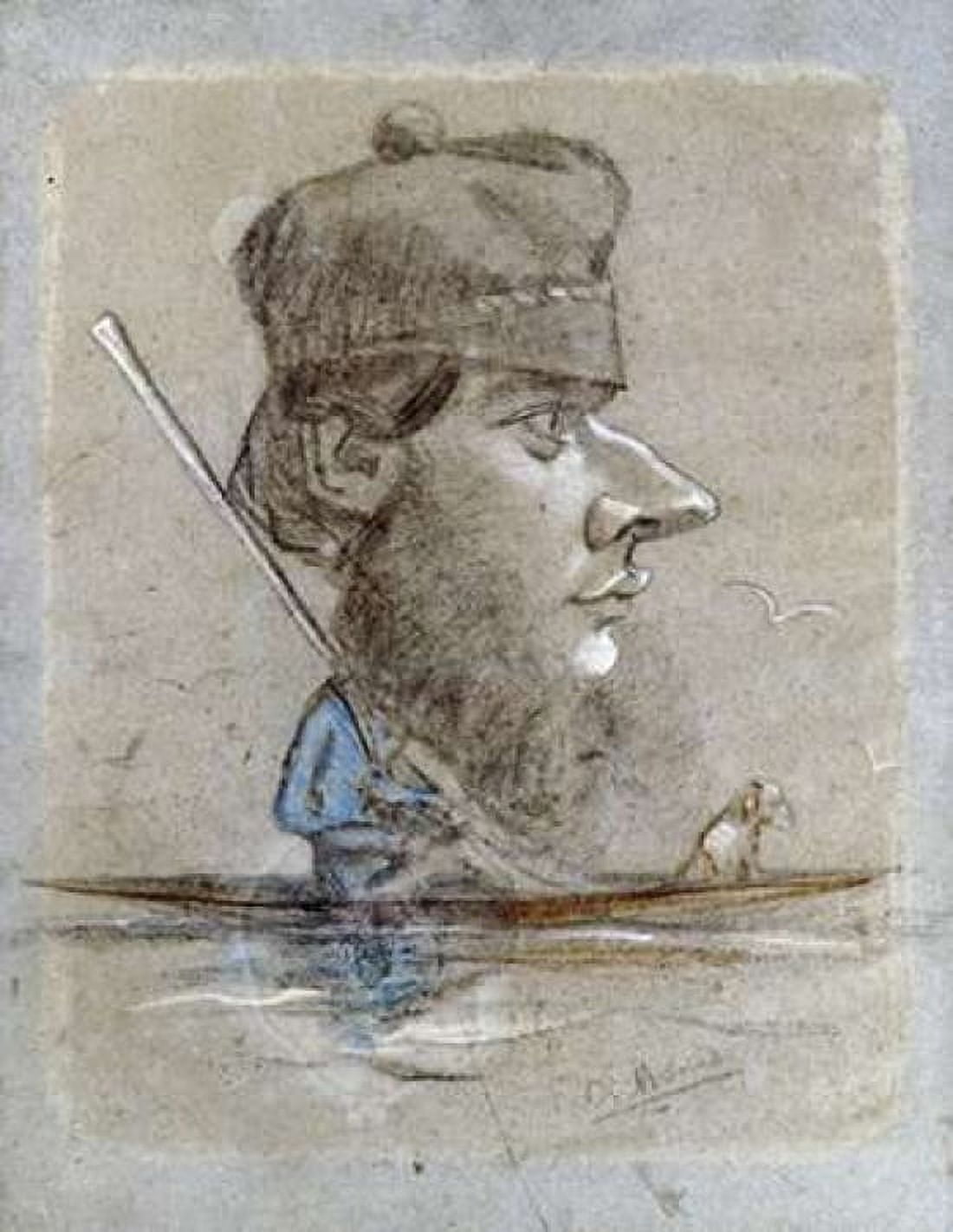 A Hunter and his Dog on a Boat 1858 Canvas Art - Claude Monet (22 x 28)