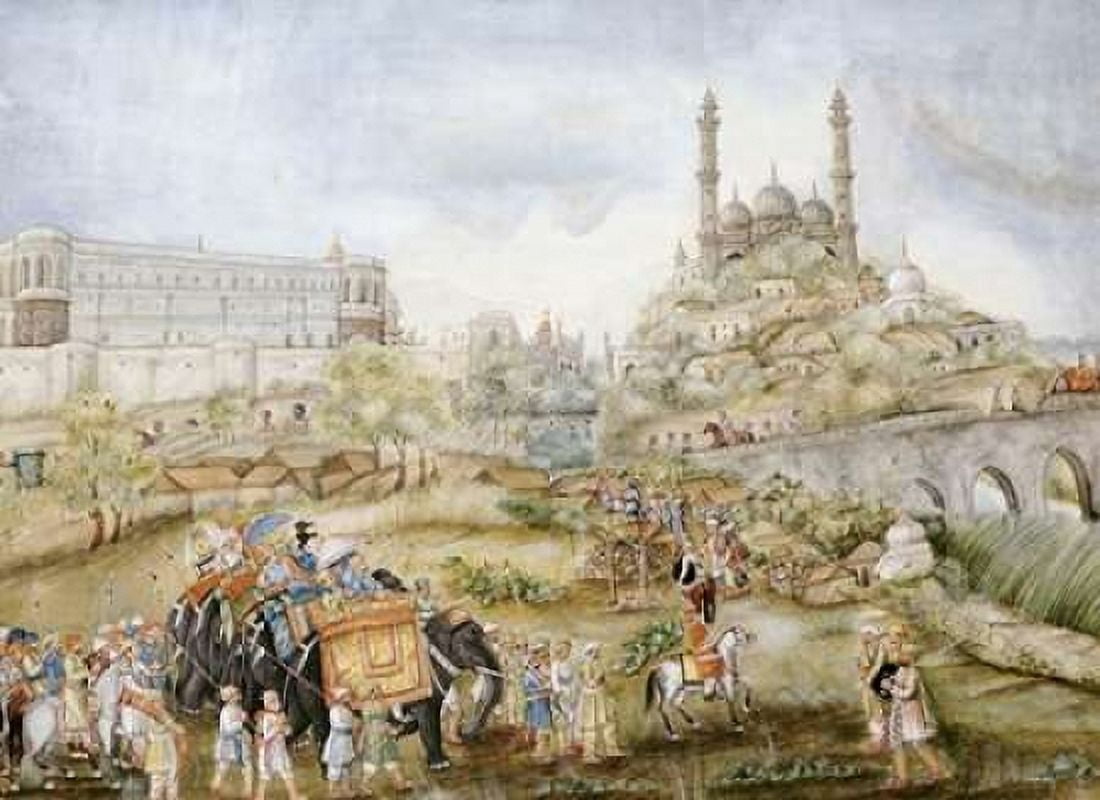 A Hunting Procession Canvas Art - Lucknow School (20 x 28)