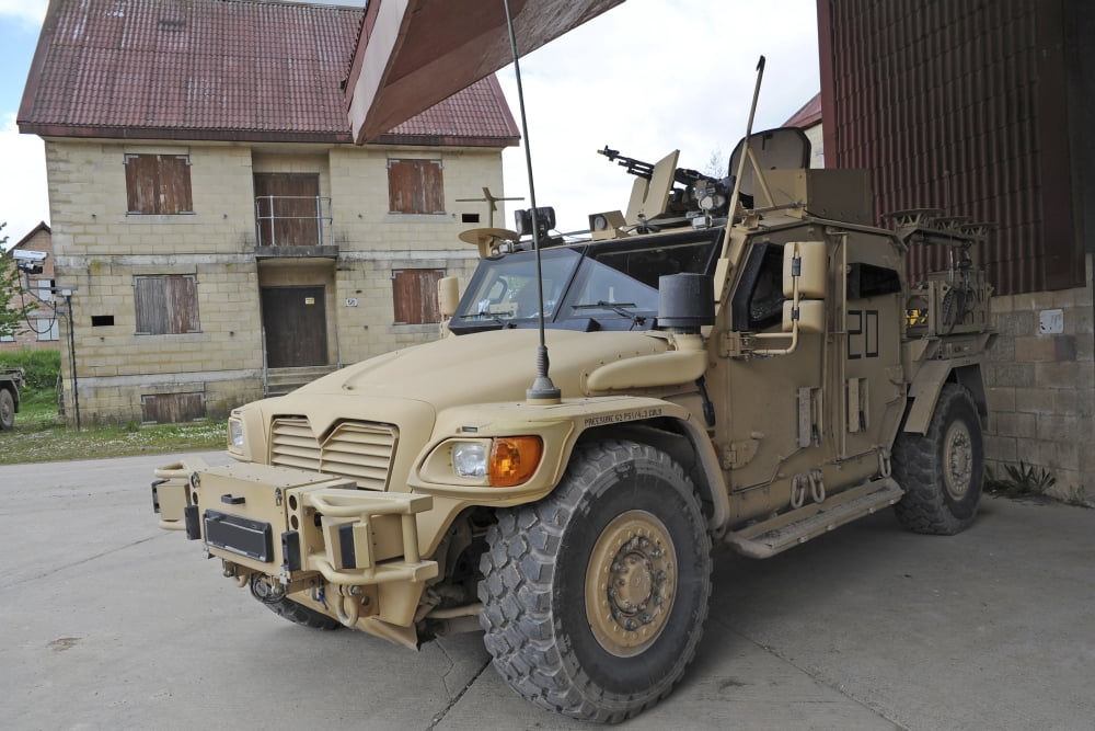 A Husky TSV armored vehicle of the British Army Canvas Art - Andrew ChittockStocktrek Images (34 x 23)