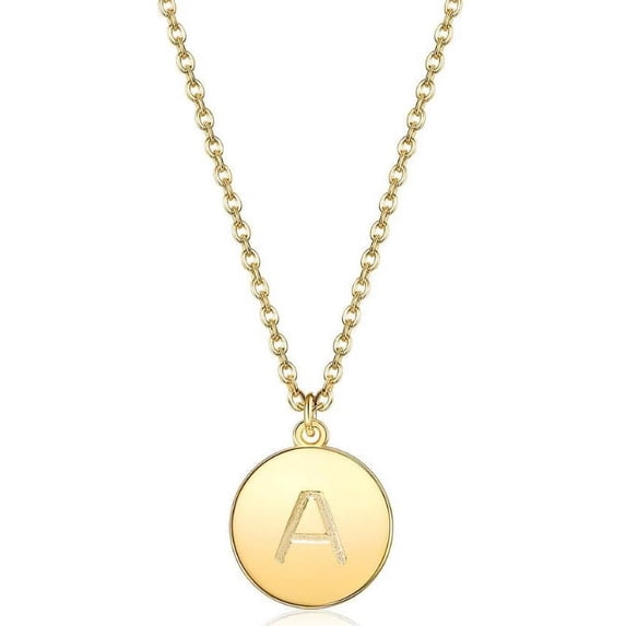 (A) Initial Disc ONE IN A MILLION Pendant Necklace Gold Plating 18 Inch Chain + 2in Extender