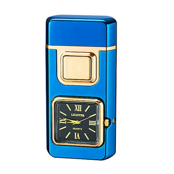 A Intelligent Watch Lighter, Portable Electronic Lighter, Voice Control Dual Flame With Alloy Body For Outdoor And Kitchen Use, 3.1X1.8X0.8In 0.24Lb