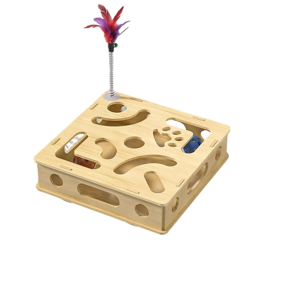 A Interactive Cat Toy Puzzle Box With Suction Cup Digging Game Maze Box For Indoor Cats Mental Stimulation Includes Balls 1 Set 1.81 Lb