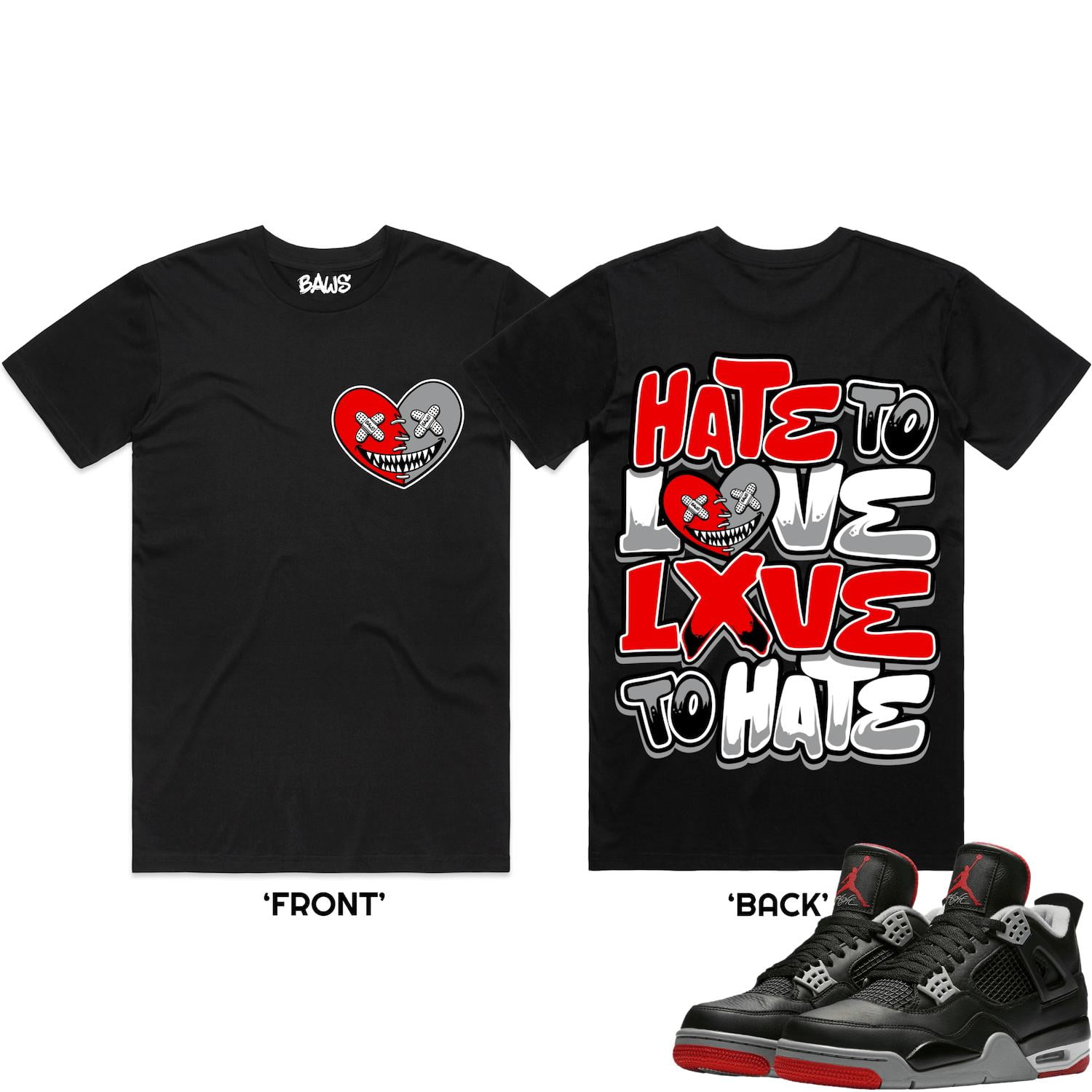 A J 4 Bred Reimagined 4s Shirt To Match Sneaker Heart Baws Walmart
