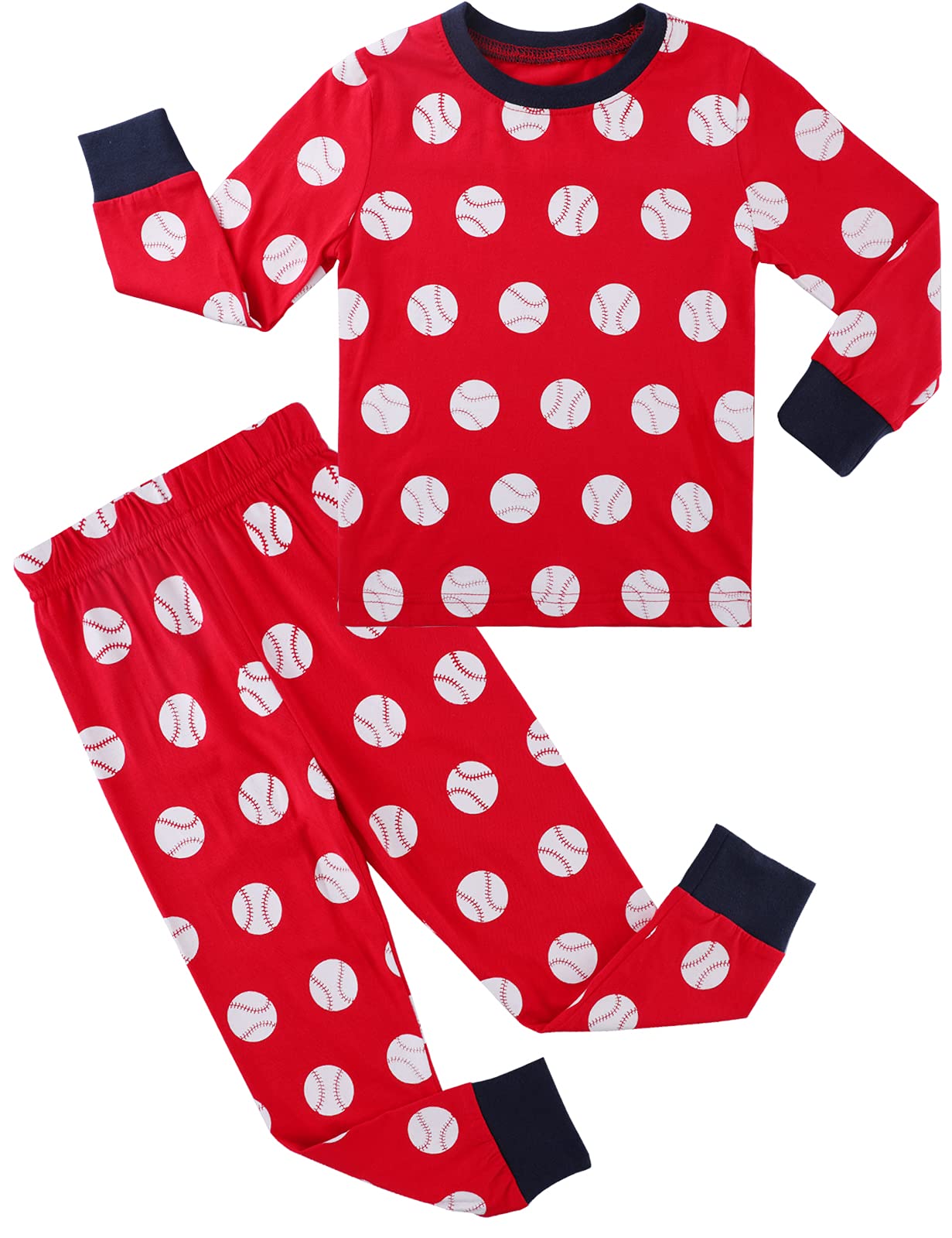 A&J DESIGN Boys Pajamas Set Baseball Pjs Sleepwear Jammies Size 6