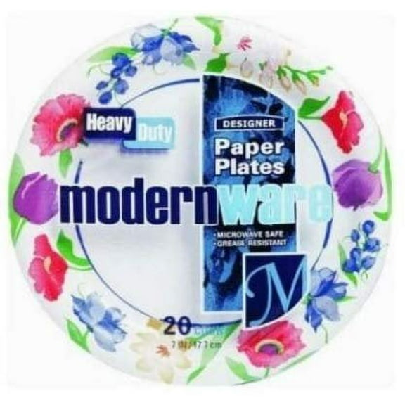 AJM Packaging Modern Ware Designer Paper Plate - Disposable, Round - 15 Pack, 7 Inch, 32 Ct