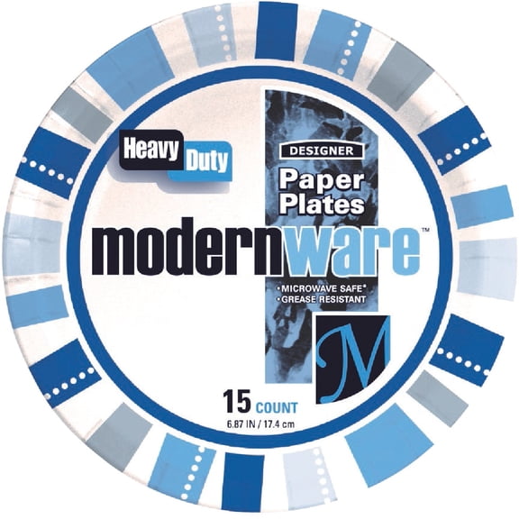 15-pack AJM Packaging Modern Ware Designer Paper Plate - Disposable, Round - 15 Pack, 7 Inch, 32 Ct Residential Use, Standard Application