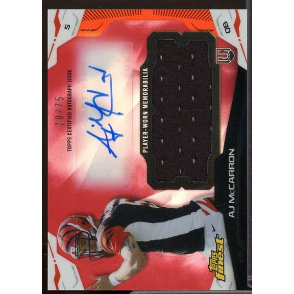 A.J. McCarron Rookie 2014 Finest Jumbo Jersey Autographs Red Refractors #AJRAM