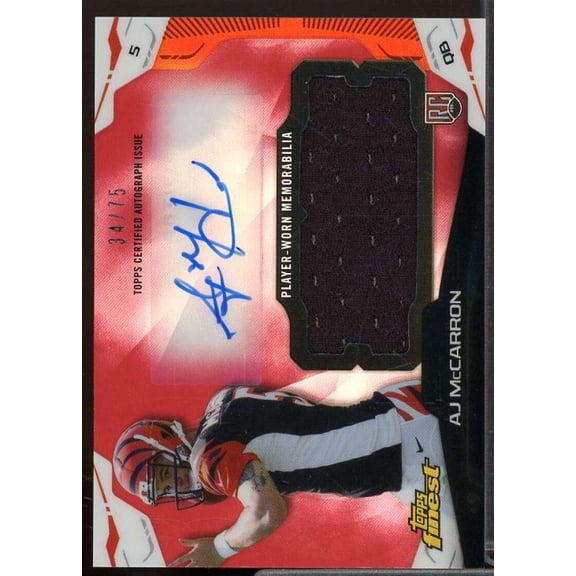 A.J. McCarron Rookie 2014 Finest Jumbo Jersey Autographs Red Refractors #AJRAM