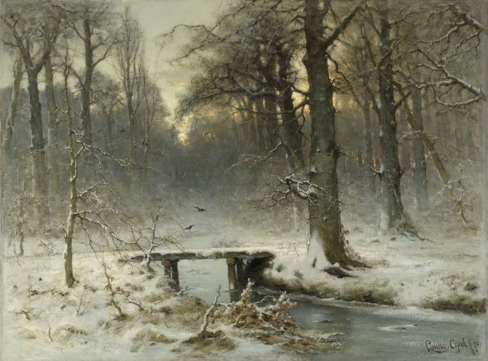 A January Evening In The Woods Of The Hague Canvas Art - (24 x 18)