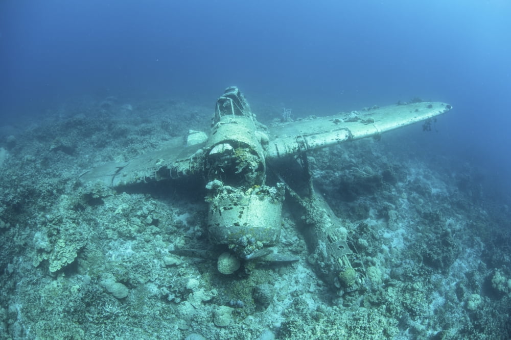 A Japanese Jake seaplane on the seafloor of Palaus lagoon Canvas Art - Ethan DanielsStocktrek Images (17 x 12)