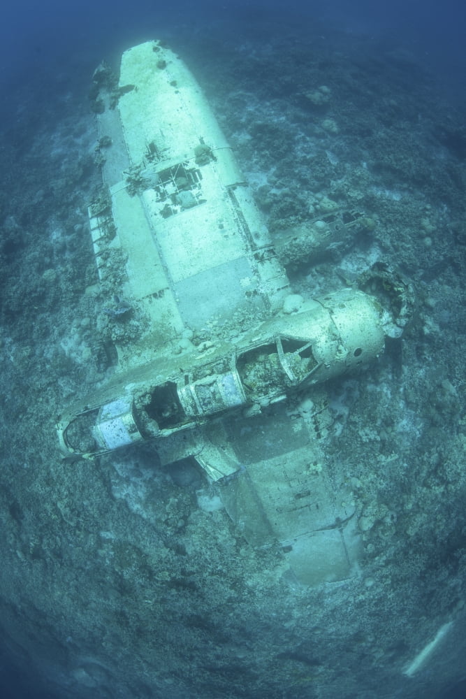 A Japanese Jake seaplane on the seafloor of Palaus lagoon Canvas Art - Ethan DanielsStocktrek Images (23 x 34)