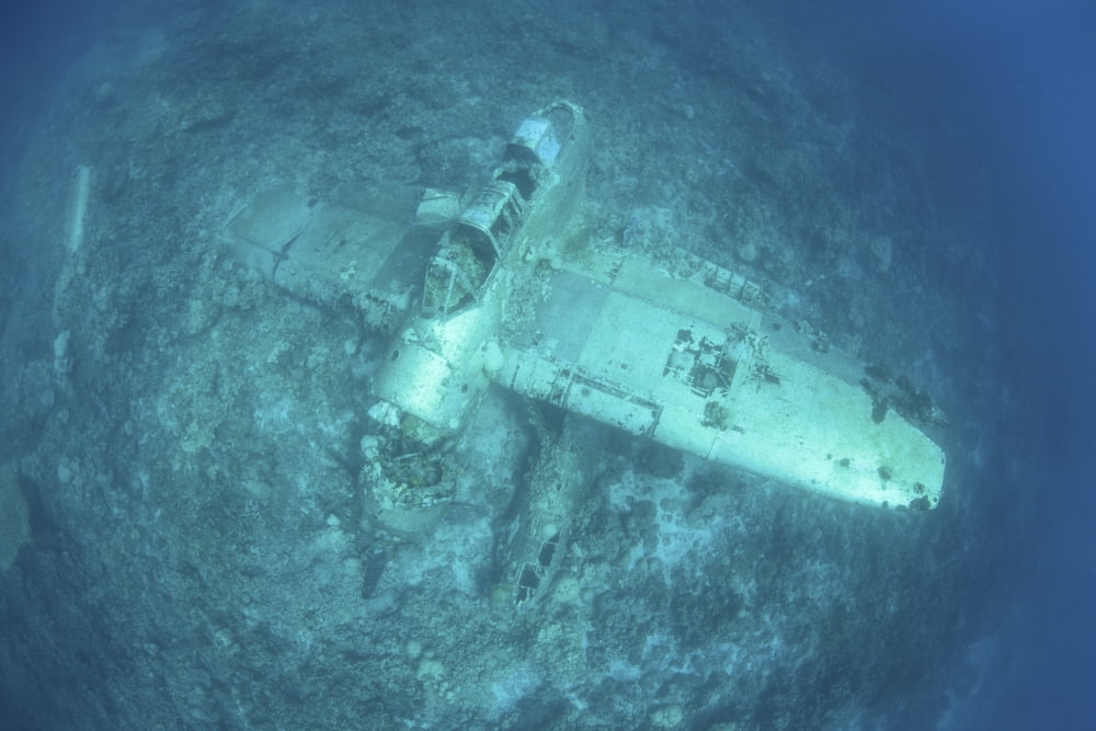 A Japanese Jake seaplane on the seafloor of Palaus lagoon Canvas Art - Ethan DanielsStocktrek Images (34 x 23)