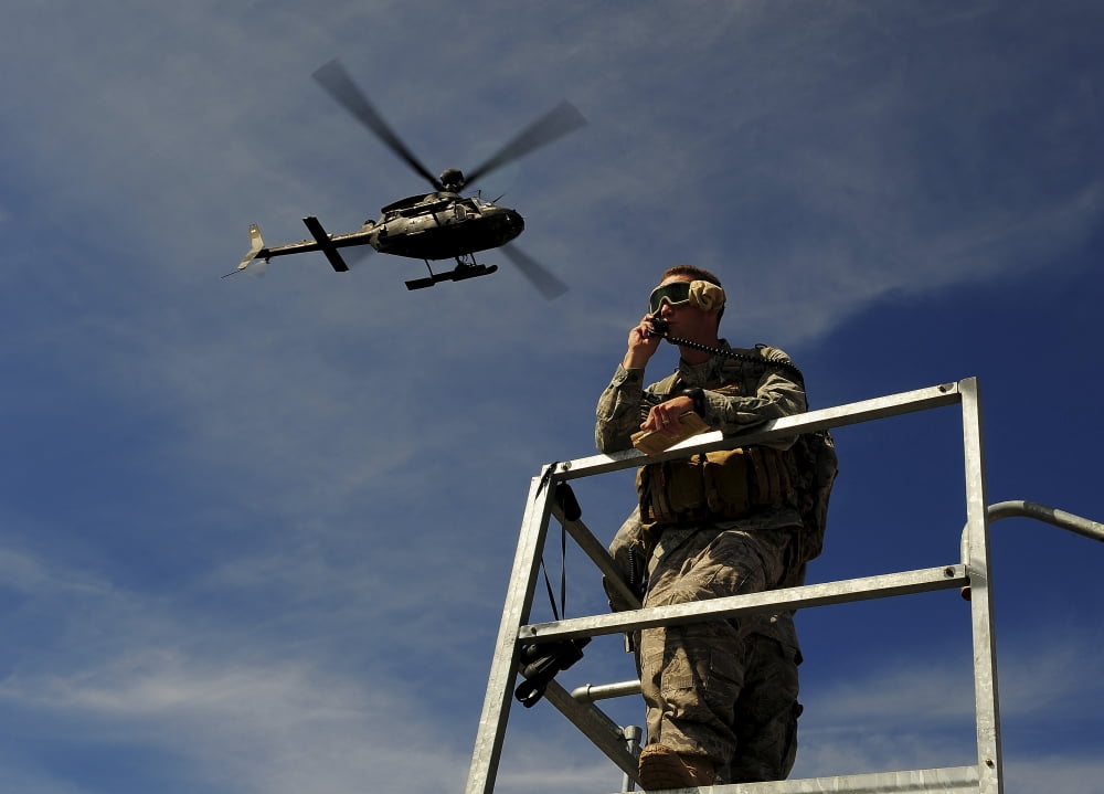A Joint Terminal Attack Controller communicates a close air support mission Canvas Art - Stocktrek Images (33 x 24)