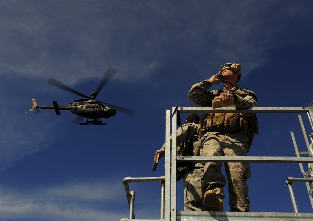 A Joint Terminal Attack Controller communicates a close air support mission Canvas Art - Stocktrek Images (34 x 24)