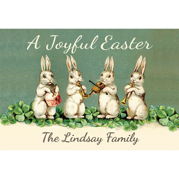A Joyful Easter Personalized Doormat with Custom Name Printing and Non-Slip Rubber Backing, Outdoor/Indoor, 18" x 27"