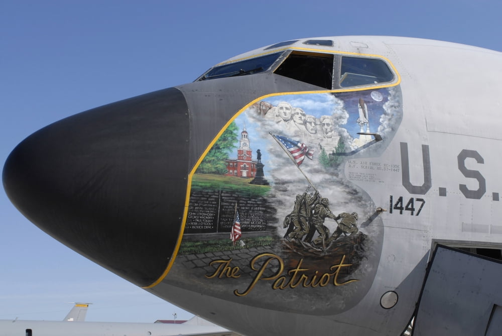 A KC-135 Stratotankerdisplaying patriotic nose art Canvas Art - Stocktrek Images (34 x 23)
