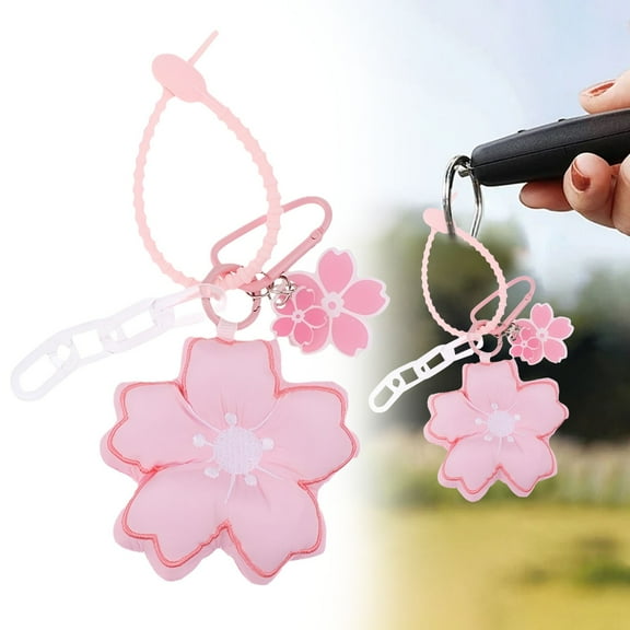 A Keychain Clearance! Soft Flower Keychain Style Backpack Accessory Pp Cotton Small Flower Pendant with Hanging Buckle Keychain