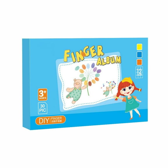 A Kids Finger Paint Set Non Toxic Washable Paint With 12 Color Stamp Pad And 30 Drawing Cards For Children Art Craft