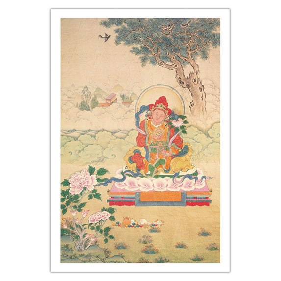 A King of Shambhala - Kalachakra Tantra - Vintage Tibetan Thangka Buddhist Painting - Fine Art Matte Paper Print (Unframed) 30x44in