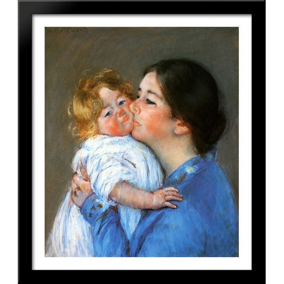 A Kiss For Baby Anne 28x32 Large Black Wood Framed Print Art by Mary Cassatt
