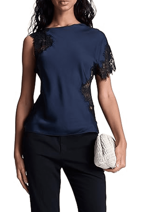 A.L.C. DARK SAPPHIRE/BLACK Women's Alessia Top, US 2