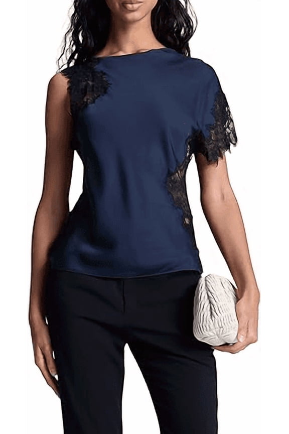 A.L.C. DARK SAPPHIRE/BLACK Women's Alessia Top, US 6