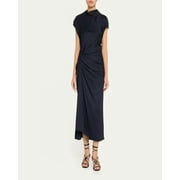 A.L.C. DARK SAPPHIRE Women's Alma Satin Midi Dress, US 14