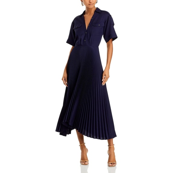 A.L.C. Womens Pleated Pocket Midi Dress