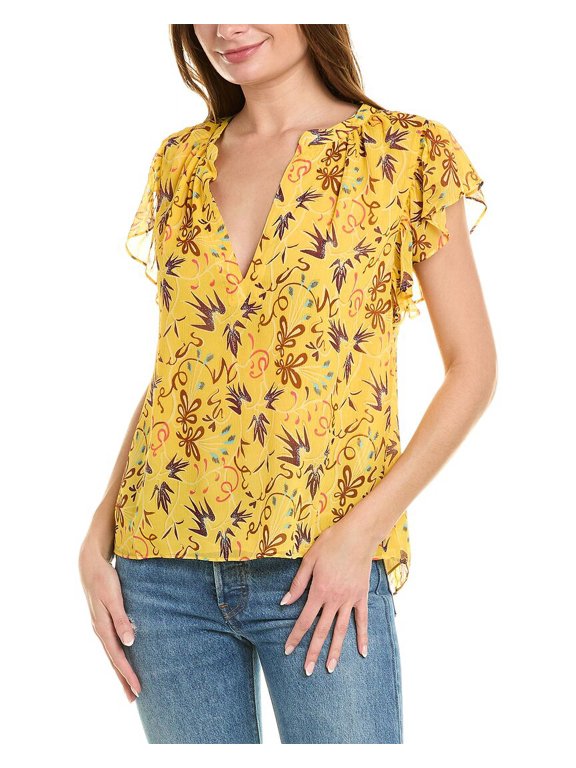 A.L.C. womens Birds of Paradise Silk Top, 2, Yellow