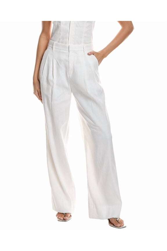 A.L.C. womens Charles Linen-Blend Pant, 2, White