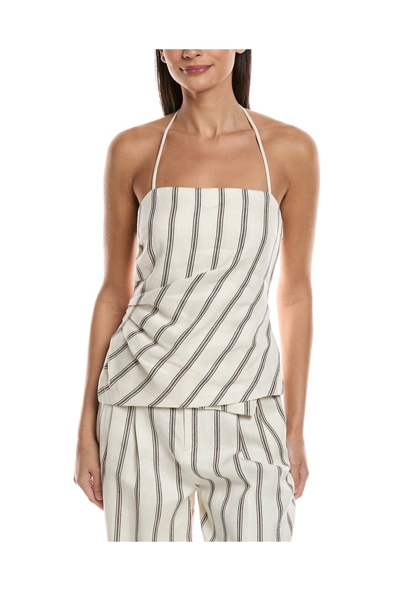 A.L.C. womens Charlotte Linen-Blend Top, 10, White