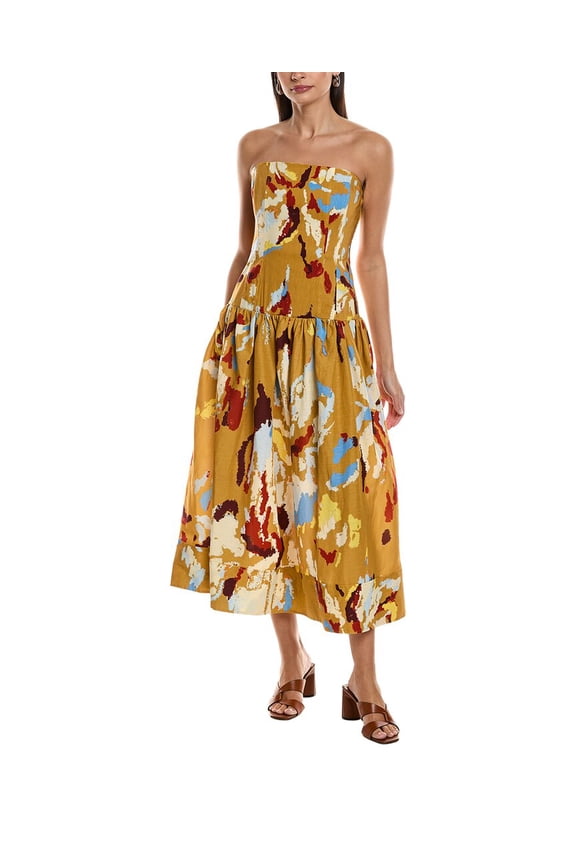 A.L.C. womens  June Midi Dress, 4, Brown