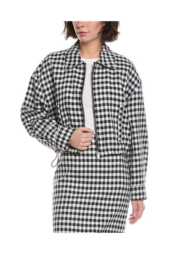 A.L.C. womens  Kayden Linen-Blend Jacket, l, Black