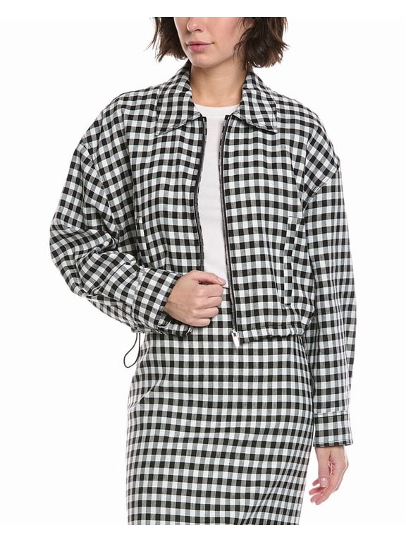 A.L.C. womens Kayden Linen-Blend Jacket, l, Black