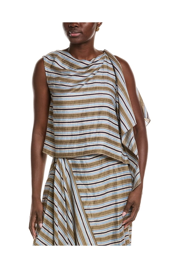 A.L.C. womens Lota Linen-Blend Top, 12, Brown